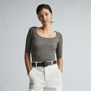 Everlane The Pima Micro-Rib Scoop-Neck Tee